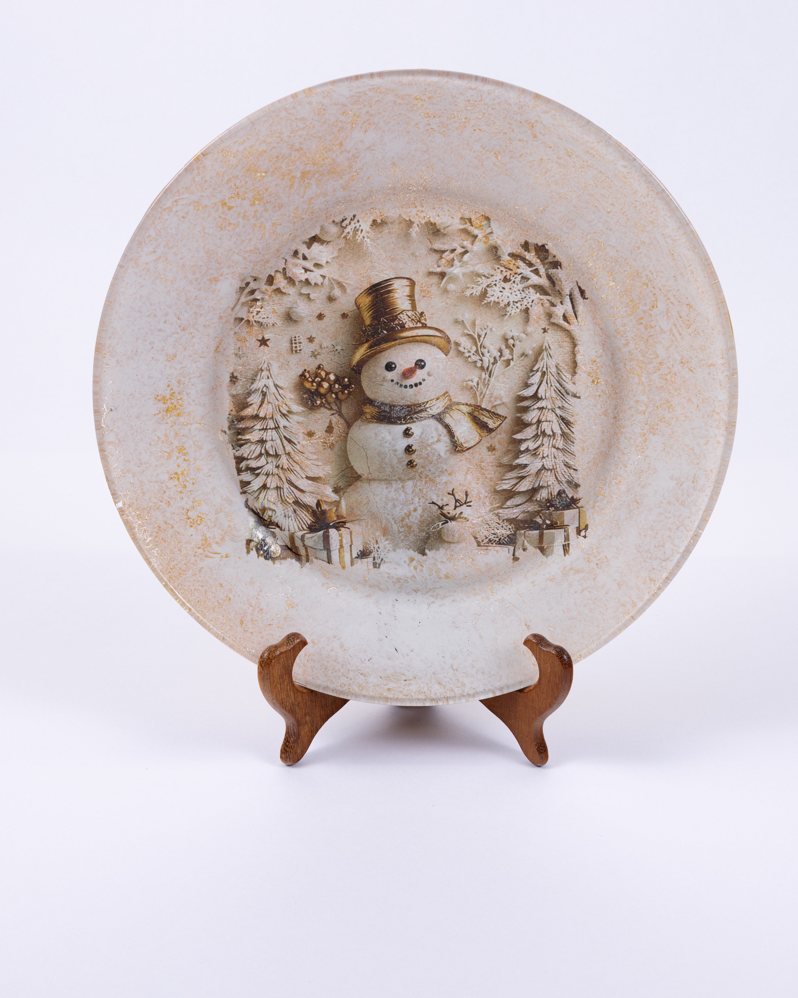 Golden Snowman Plate